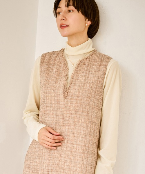 ROPE' PICNIC（ロペピクニック）の「シアートリコットベロアタートルトップス（Tシャツ/カットソー・レディース・オフホワイト/チャコールグレー・FREE）」の8枚目の写真