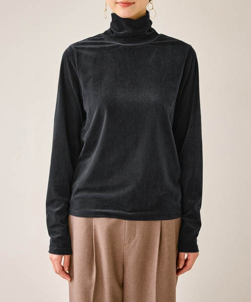 シアートリコットベロアタートルトップス（Tシャツ/カットソー）｜ROPE