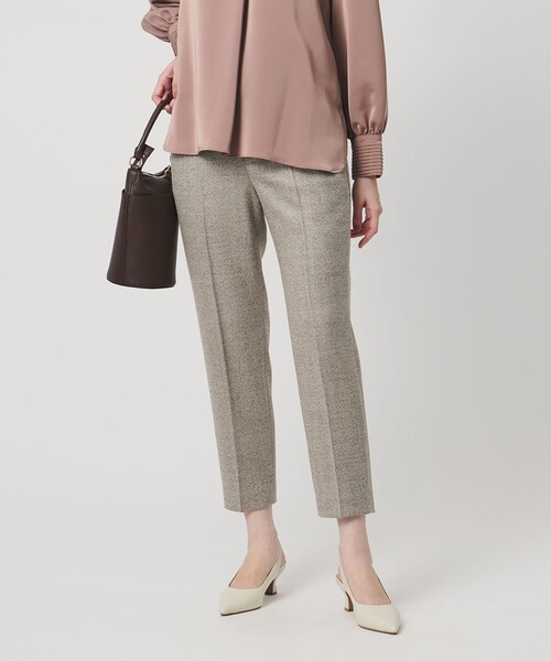 セール】MOKU 3カラー ツイードライク スリムパンツ（スラックス