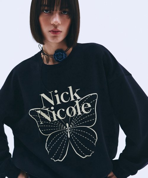NICK&NICOLE(ニックアンドニコール)の「BUTTERFLY SIGNATURE SWEATSHIRT_NAVY CREAM(スウェット・レディース・その他・FREE)」の1枚目の写真