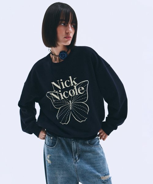 NICK&NICOLE(ニックアンドニコール)の「BUTTERFLY SIGNATURE SWEATSHIRT_NAVY CREAM(スウェット・レディース・その他・FREE)」の3枚目の写真