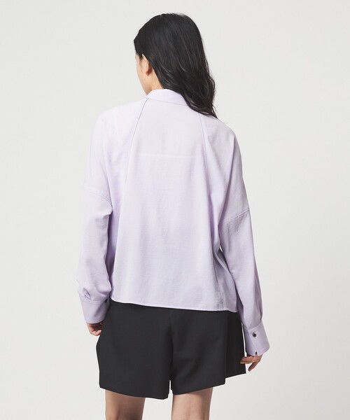 EMMEL REFINES(エメルリファインズ)の「<EMMEL REFINES>EM V/ポプリン オーバー シャツ(シャツ/ブラウス・レディース・ライラック/オフホワイト・FREE)」の6枚目の写真