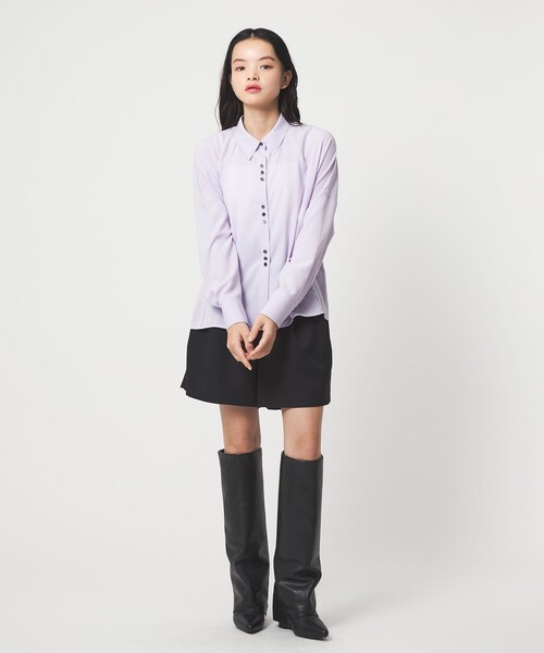 EMMEL REFINES(エメルリファインズ)の「<EMMEL REFINES>EM V/ポプリン オーバー シャツ(シャツ/ブラウス・レディース・ライラック/オフホワイト・FREE)」の15枚目の写真