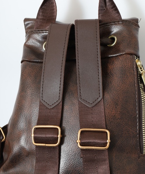 ヴィンテージ風 フェイクレザーミニリュック（バックパック/リュック