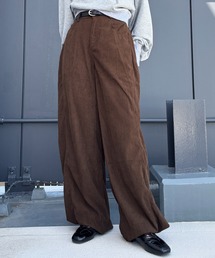 【ISOOK / アイスー】2wayコーデュロイパンツ / ワイド コクーン バレルレッグ ハイウエスト ウエストゴム アイボリー ブラック ブラウン 白 黒 茶 無地 ZOZOTOWN限定