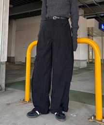 ISOOK | 【ISOOK / アイスー】2wayコーデュロイパンツ / ワイド コクーン バレルレッグ ハイウエスト ウエストゴム アイボリー ブラック ブラウン 白 黒 茶 無地 ZOZOTOWN限定(その他パンツ)