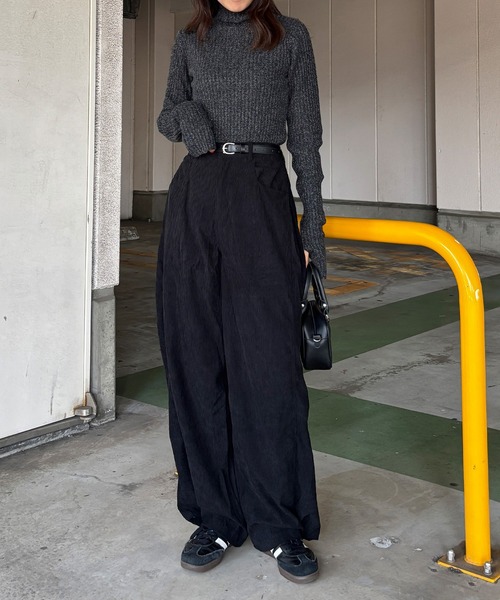 ISOOK（アイスー）の「【ISOOK / アイスー】2wayコーデュロイパンツ / ワイド コクーン バレルレッグ ハイウエスト ウエストゴム アイボリー ブラック ブラウン 白 黒 茶 無地 ZOZOTOWN限定（その他パンツ・レディース・ブラウン/アイボリー/ブラック・FREE）」の7枚目の写真