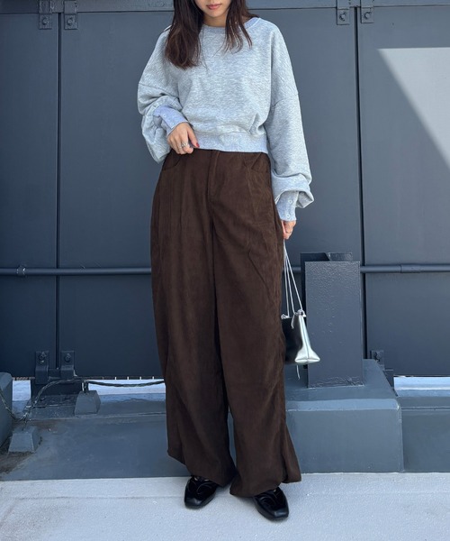 ISOOK（アイスー）の「【ISOOK / アイスー】2wayコーデュロイパンツ / ワイド コクーン バレルレッグ ハイウエスト ウエストゴム アイボリー ブラック ブラウン 白 黒 茶 無地 ZOZOTOWN限定（その他パンツ・レディース・ブラウン/アイボリー/ブラック・FREE）」の18枚目の写真