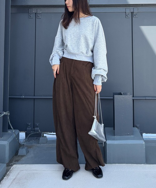 ISOOK（アイスー）の「【ISOOK / アイスー】2wayコーデュロイパンツ / ワイド コクーン バレルレッグ ハイウエスト ウエストゴム アイボリー ブラック ブラウン 白 黒 茶 無地 ZOZOTOWN限定（その他パンツ・レディース・ブラウン/アイボリー/ブラック・FREE）」の16枚目の写真