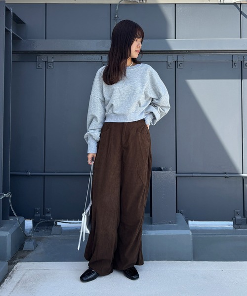 ISOOK（アイスー）の「【ISOOK / アイスー】2wayコーデュロイパンツ / ワイド コクーン バレルレッグ ハイウエスト ウエストゴム アイボリー ブラック ブラウン 白 黒 茶 無地 ZOZOTOWN限定（その他パンツ・レディース・ブラウン/アイボリー/ブラック・FREE）」の17枚目の写真