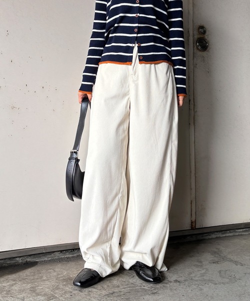ISOOK（アイスー）の「【ISOOK / アイスー】2wayコーデュロイパンツ / ワイド コクーン バレルレッグ ハイウエスト ウエストゴム アイボリー ブラック ブラウン 白 黒 茶 無地 ZOZOTOWN限定（その他パンツ・レディース・ブラウン/アイボリー/ブラック・FREE）」の10枚目の写真