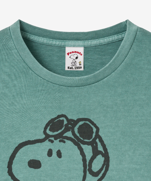 VTWO（ブイツー）の「パイロットジョギングスヌーピー ピグメントTシャツ (GREEN)（Tシャツ/カットソー・メンズ・その他・SMALL/MEDIUM/LARGE）」の4枚目の写真