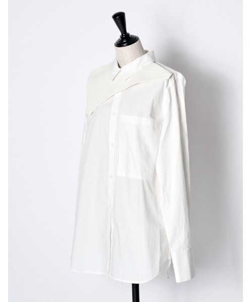 RUMCHE（ラムシェ）の「Knit Bonding Shirt / ニットボンディングシャツ（シャツ/ブラウス・レディース・ホワイト/コバルトブルー・FREE）」の8枚目の写真