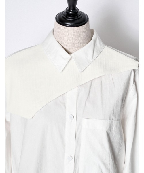 トップス mm5RUMCHE Knit Bonding Shirt / white セール】Knit Bonding Shirt / ニットボンディングシャツ（シャツ