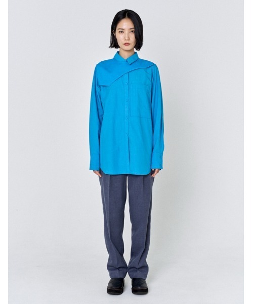 RUMCHE（ラムシェ）の「Knit Bonding Shirt / ニットボンディングシャツ（シャツ/ブラウス・レディース・ホワイト/コバルトブルー・FREE）」の17枚目の写真