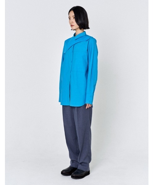 RUMCHE（ラムシェ）の「Knit Bonding Shirt / ニットボンディングシャツ（シャツ/ブラウス・レディース・ホワイト/コバルトブルー・FREE）」の18枚目の写真