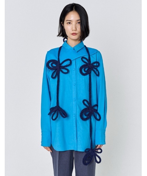 RUMCHE（ラムシェ）の「Knit Bonding Shirt / ニットボンディングシャツ（シャツ/ブラウス・レディース・ホワイト/コバルトブルー・FREE）」の16枚目の写真