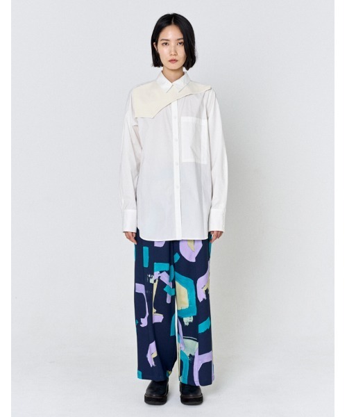 RUMCHE（ラムシェ）の「Knit Bonding Shirt / ニットボンディングシャツ（シャツ/ブラウス・レディース・ホワイト/コバルトブルー・FREE）」の20枚目の写真