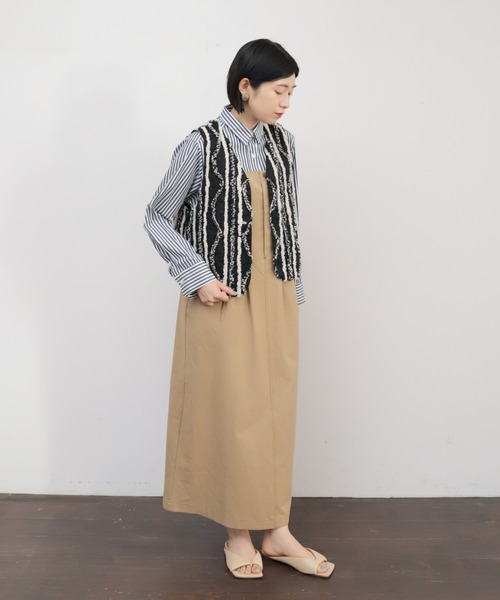 NOMBRE IMPAIR（ノンブルアンペール）の「綿麻ツイル　フィッシュテールジャンスカ（ワンピース・レディース・チャコールグレー/ベージュ・FREE）」の15枚目の写真