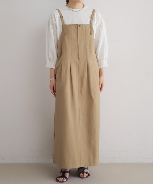 NOMBRE IMPAIR（ノンブルアンペール）の「綿麻ツイル　フィッシュテールジャンスカ（ワンピース・レディース・チャコールグレー/ベージュ・FREE）」の3枚目の写真