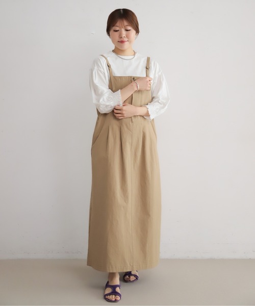 NOMBRE IMPAIR（ノンブルアンペール）の「綿麻ツイル　フィッシュテールジャンスカ（ワンピース・レディース・チャコールグレー/ベージュ・FREE）」の4枚目の写真