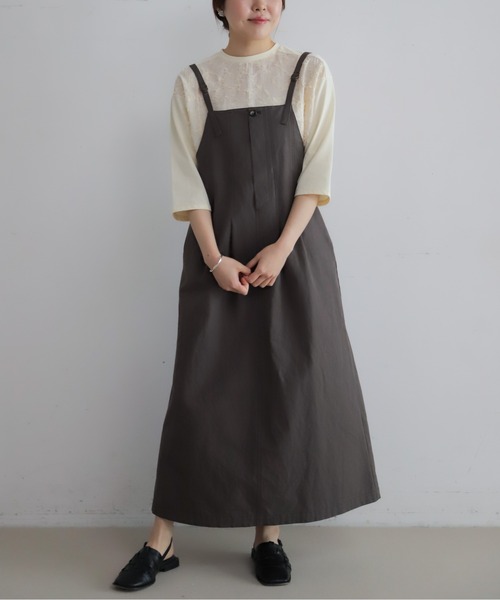 NOMBRE IMPAIR（ノンブルアンペール）の「綿麻ツイル　フィッシュテールジャンスカ（ワンピース・レディース・チャコールグレー/ベージュ・FREE）」の14枚目の写真