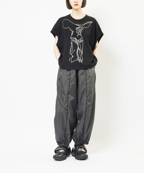 gomme(ゴム)の「ミックスタフタ サイドラインタフタパンツ(その他パンツ・レディース・カーキ/ブラック/チャコールグレー・MEDIUM)」の6枚目の写真