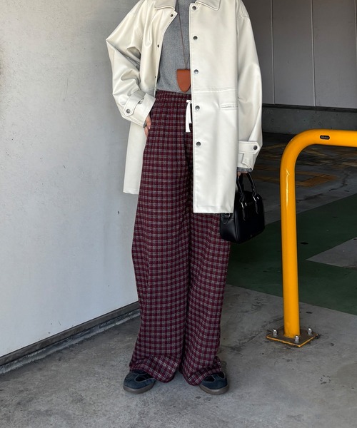 ISOOK(アイスー)の「【ISOOK / アイスー】フランネルチェックパンツ / イージーパンツ ウエストゴム ハイウエスト バーガンディ ブラック ネイビー 赤 黒 紺 紐パン ZOZOTOWN限定(その他パンツ・レディース・ネイビー/バーガンディー/ブラック・FREE)」の20枚目の写真