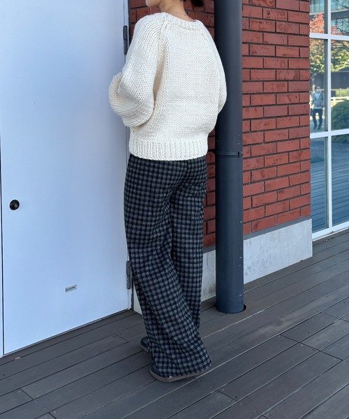 ISOOK(アイスー)の「【ISOOK / アイスー】フランネルチェックパンツ / イージーパンツ ウエストゴム ハイウエスト バーガンディ ブラック ネイビー 赤 黒 紺 紐パン ZOZOTOWN限定(その他パンツ・レディース・ネイビー/バーガンディー/ブラック・FREE)」の18枚目の写真