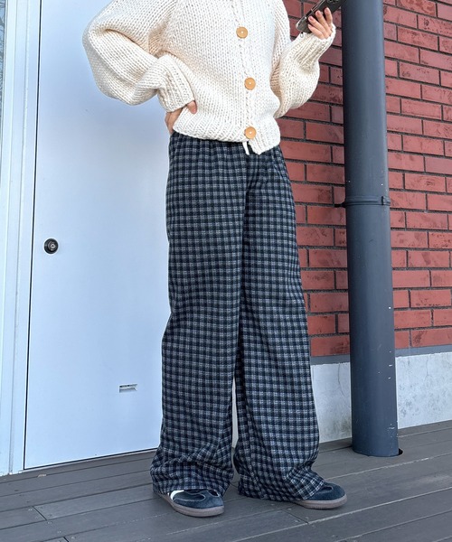 ISOOK(アイスー)の「【ISOOK / アイスー】フランネルチェックパンツ / イージーパンツ ウエストゴム ハイウエスト バーガンディ ブラック ネイビー 赤 黒 紺 紐パン ZOZOTOWN限定(その他パンツ・レディース・ネイビー/バーガンディー/ブラック・FREE)」の16枚目の写真