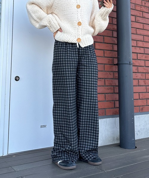 ISOOK(アイスー)の「【ISOOK / アイスー】フランネルチェックパンツ / イージーパンツ ウエストゴム ハイウエスト バーガンディ ブラック ネイビー 赤 黒 紺 紐パン ZOZOTOWN限定(その他パンツ・レディース・ネイビー/バーガンディー/ブラック・FREE)」の19枚目の写真