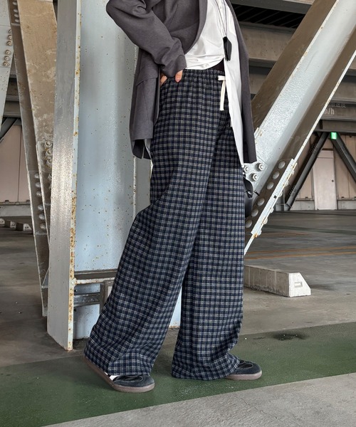ISOOK(アイスー)の「【ISOOK / アイスー】フランネルチェックパンツ / イージーパンツ ウエストゴム ハイウエスト バーガンディ ブラック ネイビー 赤 黒 紺 紐パン ZOZOTOWN限定(その他パンツ・レディース・ネイビー/バーガンディー/ブラック・FREE)」の13枚目の写真