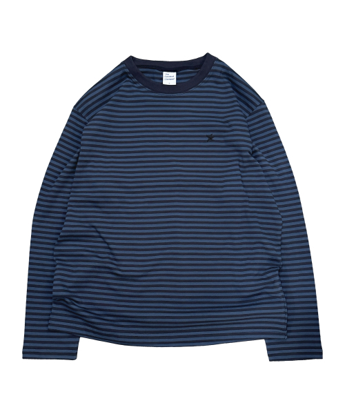 THECOLDESTMOMENT(ザコールデストモーメント)の「TCM mini logo stripe long sleeve (blue/navy)(Tシャツ/カットソー・レディース・その他・LARGE/MEDIUM)」の1枚目の写真