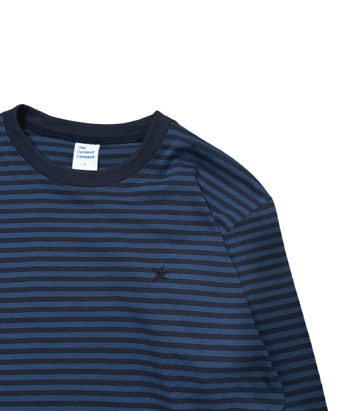 THECOLDESTMOMENT(ザコールデストモーメント)の「TCM mini logo stripe long sleeve (blue/navy)(Tシャツ/カットソー・レディース・その他・LARGE/MEDIUM)」の4枚目の写真
