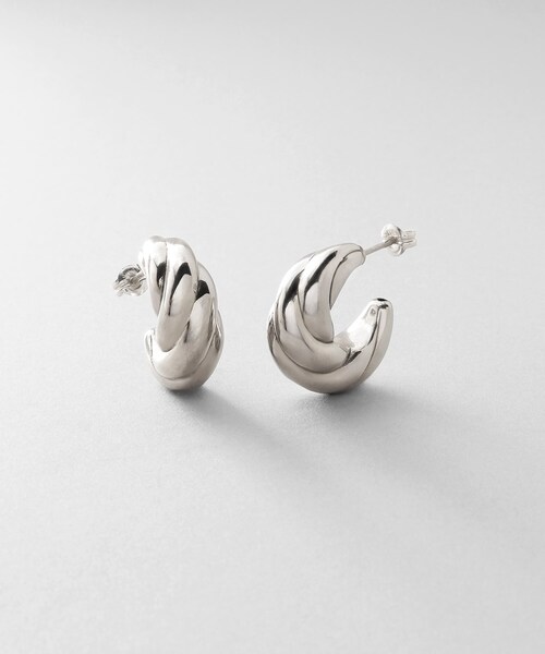 シルバー ホロウフープ クロワッサンピアス（ピアス（両耳用