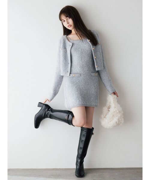 dazzlin（ダズリン）の「【セット対応】ヘアリーニットミニワンピース（ワンピース・レディース・オフホワイト/グレー/チャコールグレー/ピンク・FREE）」の9枚目の写真