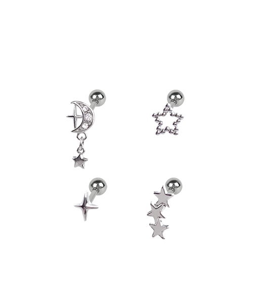 VVV（ブイブイブイ）の「[SET] キュービックスター銀河ピアス（ピアス（両耳用）・レディース・ホワイト/ピンク/ブルー・FREE）」の2枚目の写真