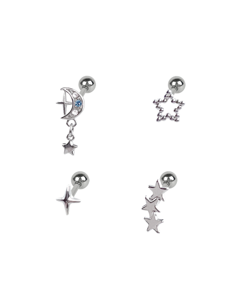 VVV（ブイブイブイ）の「[SET] キュービックスター銀河ピアス（ピアス（両耳用）・レディース・ホワイト/ピンク/ブルー・FREE）」の4枚目の写真