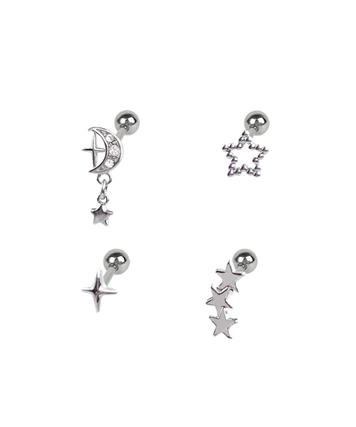 VVV（ブイブイブイ）の「[SET] キュービックスター銀河ピアス（ピアス（両耳用）・レディース・ホワイト/ピンク/ブルー・FREE）」の5枚目の写真