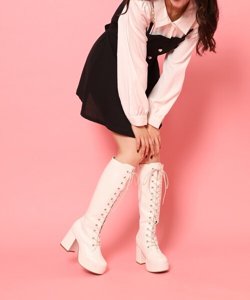 cs T&P(シーエスティーアンドピー)の「厚底レースアップ(ブーツ・レディース・ホワイト/ブラック・S/M/LL/L)」の12枚目の写真