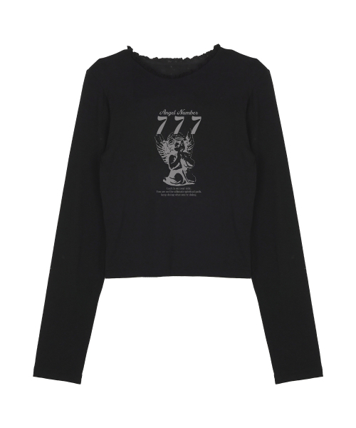 HIGH SCHOOL DISCO(ハイスクールディスコ)の「エンジェルグラフィックロングスリーブ_ブラック(Tシャツ/カットソー・レディース・その他・FREE)」の2枚目の写真