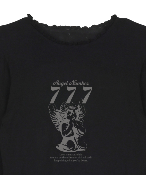 HIGH SCHOOL DISCO(ハイスクールディスコ)の「エンジェルグラフィックロングスリーブ_ブラック(Tシャツ/カットソー・レディース・その他・FREE)」の4枚目の写真
