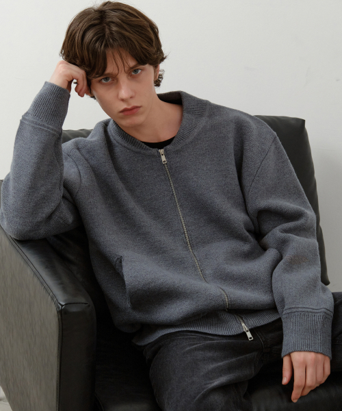 WEDNESDAY OASIS（ウェンズデーオアシス）の「バスティウールブレンドツーウェイニットジップアップ_CHARCOAL(WC25-KN42)（カーディガン/ボレロ・メンズ・チャコール・MEDIUM/LARGE）」の5枚目の写真