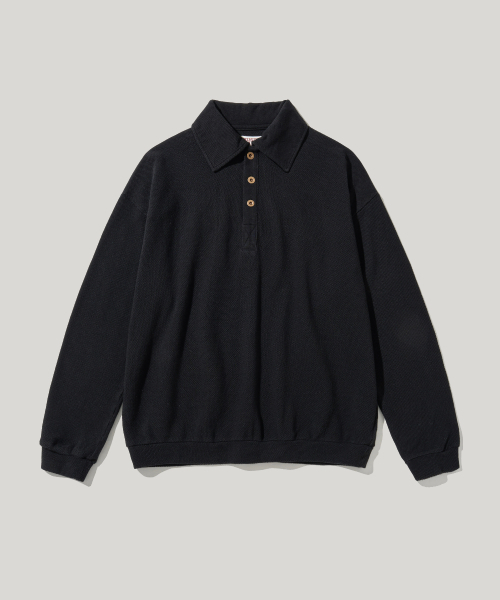 RC Wide Collar Vintage Pique Shirt — винтажная рубашка с широким воротником (чёрная)