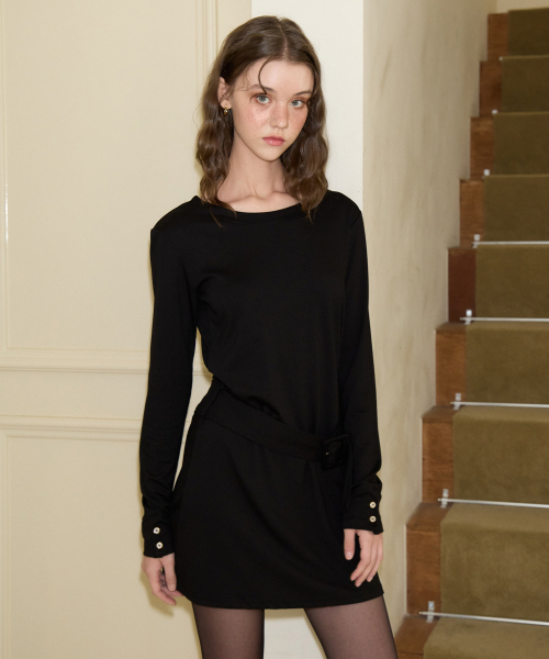 SALON DE YOHN（サロンドヨーン）の「Back Point Belted Mini Dress_ Black（ワンピース・レディース・その他・SMALL/MEDIUM）」の2枚目の写真