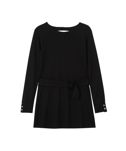 SALON DE YOHN（サロンドヨーン）の「Back Point Belted Mini Dress_ Black（ワンピース・レディース・その他・SMALL/MEDIUM）」の4枚目の写真