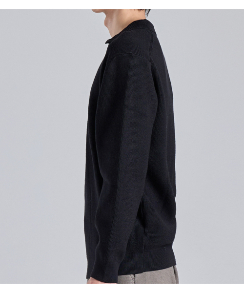 BUTTON SEOUL（ボタンソウル）の「ウールブレンドオープンカラーニット（ブラック）（ニット/セーター・メンズ・その他・MEDIUM/LARGE/X-LARGE）」の7枚目の写真