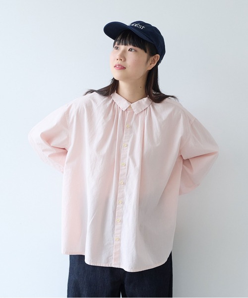 bulle de savon(ビュルデサボン)の「●強撚ポプリン 製品染めブラウス(シャツ/ブラウス・レディース・ピンク/ライム/ホワイト/サックスブルー・FREE)」の17枚目の写真