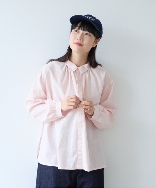 bulle de savon(ビュルデサボン)の「●強撚ポプリン 製品染めブラウス(シャツ/ブラウス・レディース・ピンク/ライム/ホワイト/サックスブルー・FREE)」の18枚目の写真