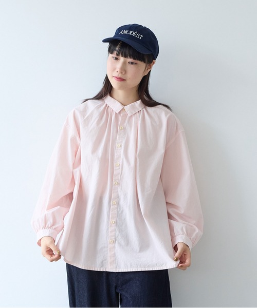 bulle de savon(ビュルデサボン)の「●強撚ポプリン 製品染めブラウス(シャツ/ブラウス・レディース・ピンク/ライム/ホワイト/サックスブルー・FREE)」の19枚目の写真